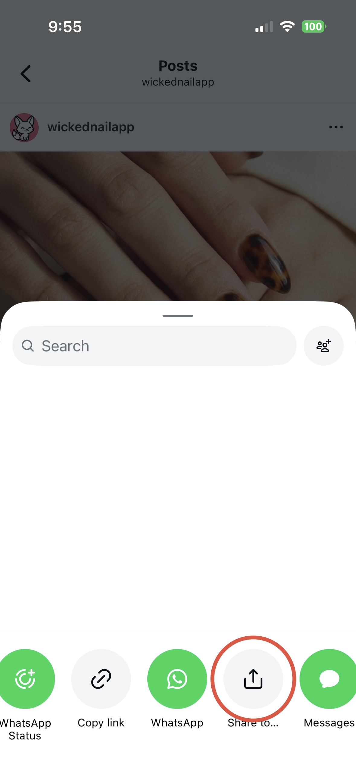 Share sheet with Share to button